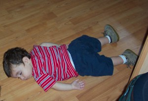N. asleep on floor